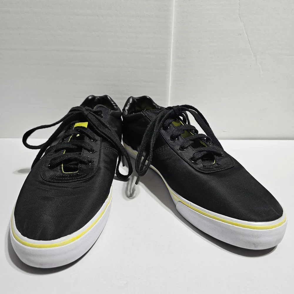 Polo Ralph Lauren Hanford Mens 14D Black Tech Nylon Neon‎ Yellow Sneakers 13297